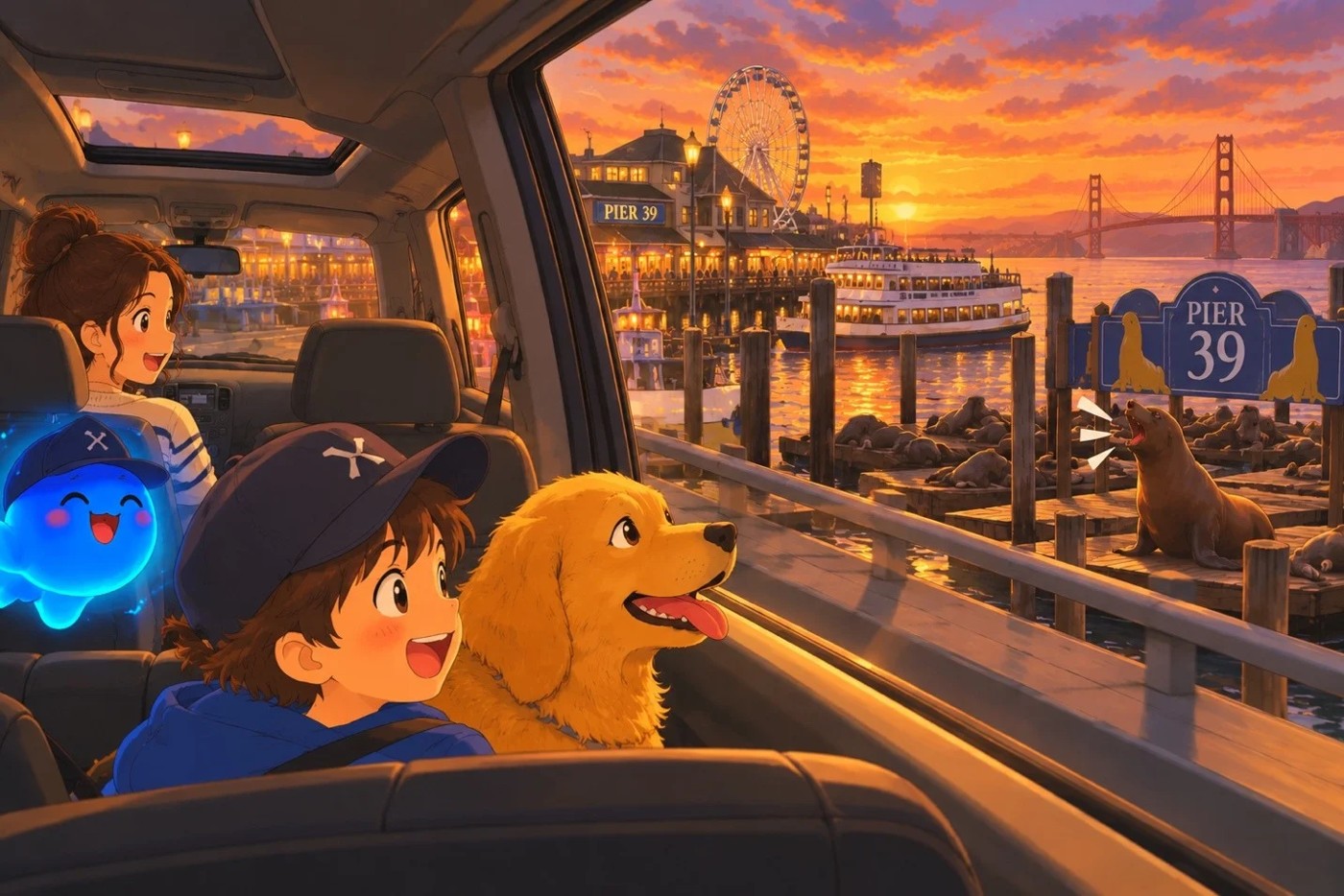 Cooper and his dog looking toward the San Francisco waterfront